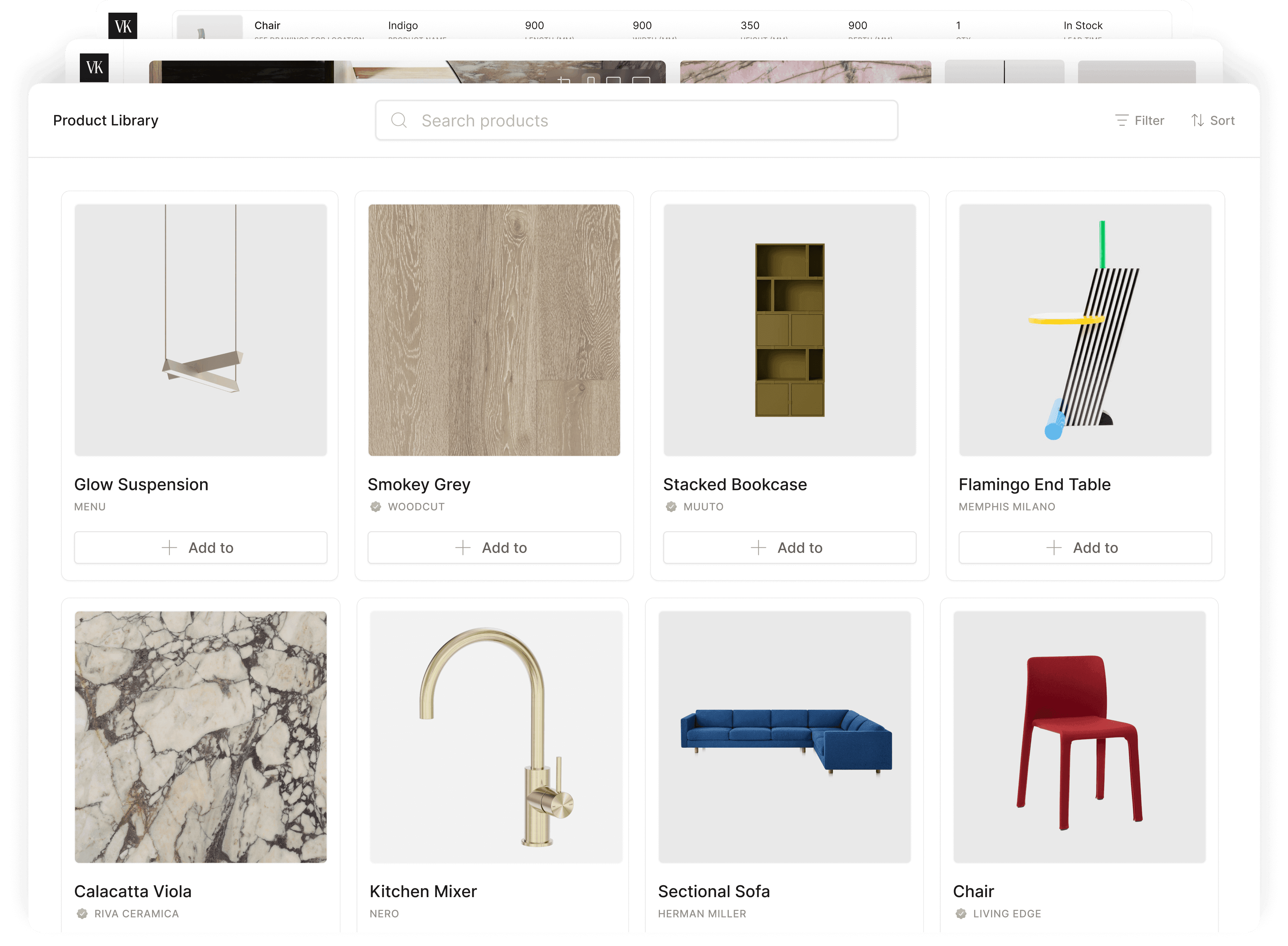 Product and Material Library for interior design