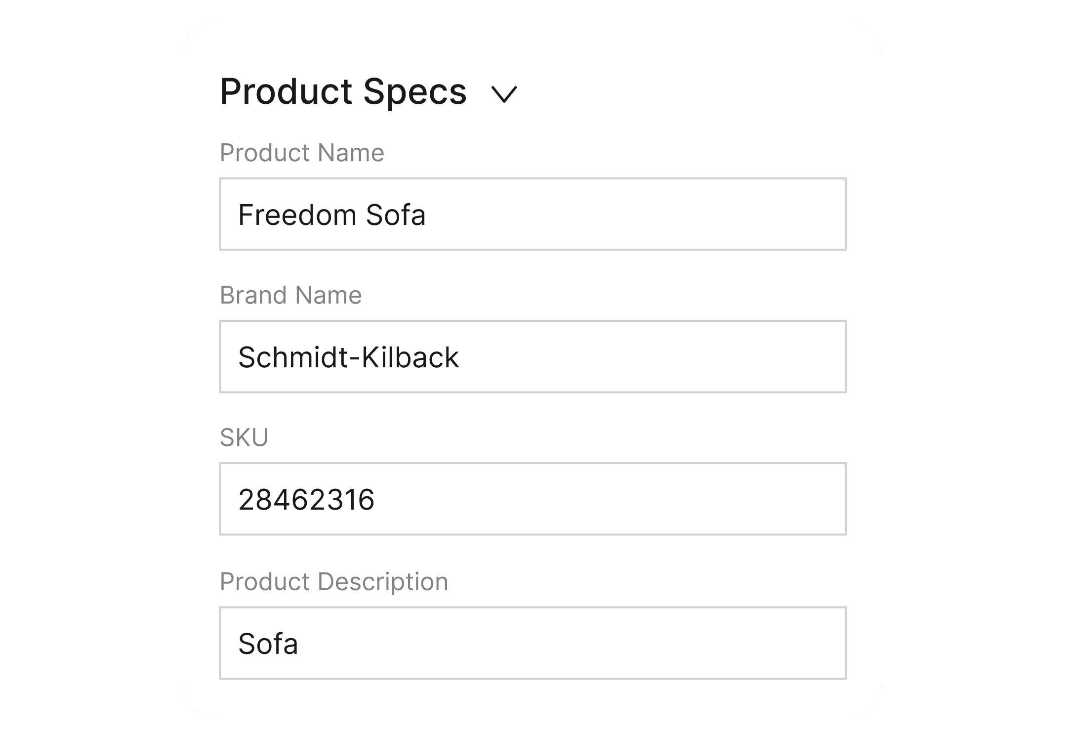 product Library specifications